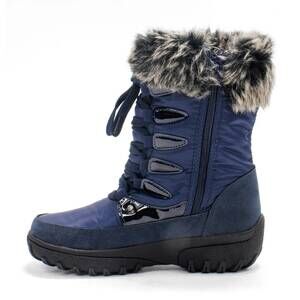 NEW FLEXUS women's stormy lace-up faux fur collar winter boot in navy